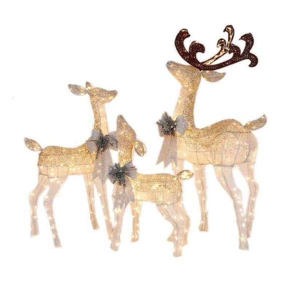 2021 Christmas Deer Cart Luminous Golden Christmas Deer Decoration Ornaments - Picture 5 of 5